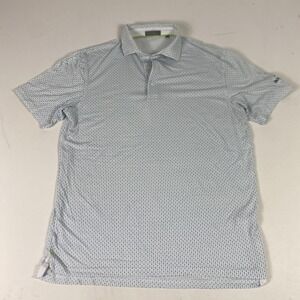 Tasc Performance Polo Shirt Mens Medium White Geometric Bonita Bay Club Golf